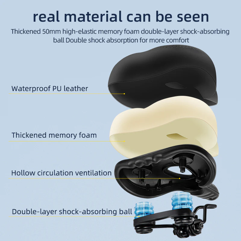 Bike Seat Memory Foam Bike Saddle Comfortable Waterproof for Leisure - Image 4