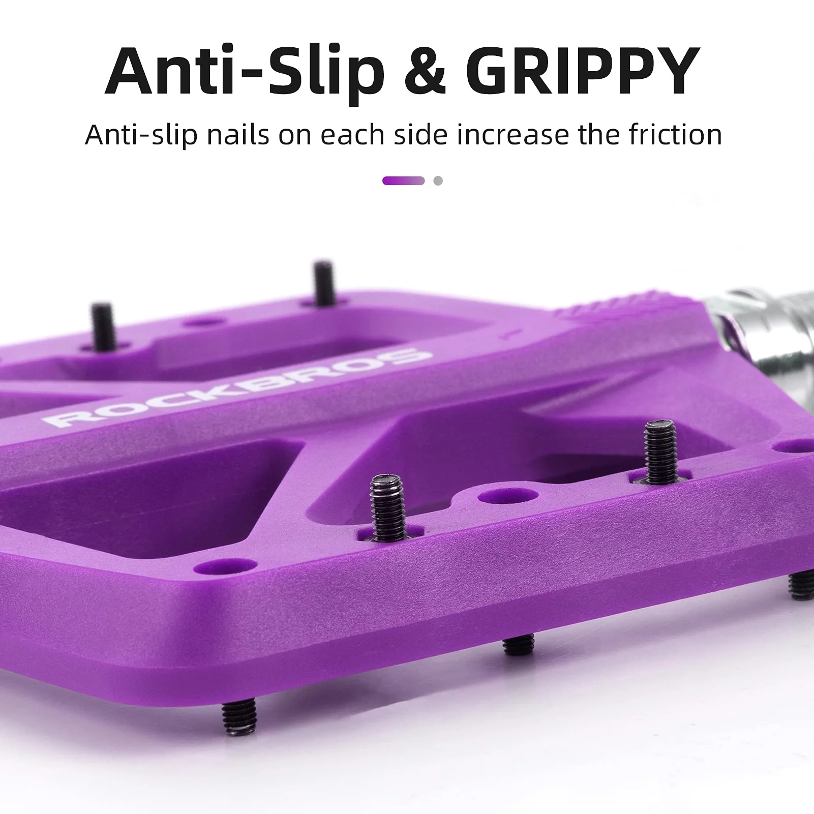 ROCKBROS Mountain Bike Pedals Lightweight Nylon DU Bearing 9/16" MTB Flat Bike Pedals - Image 12