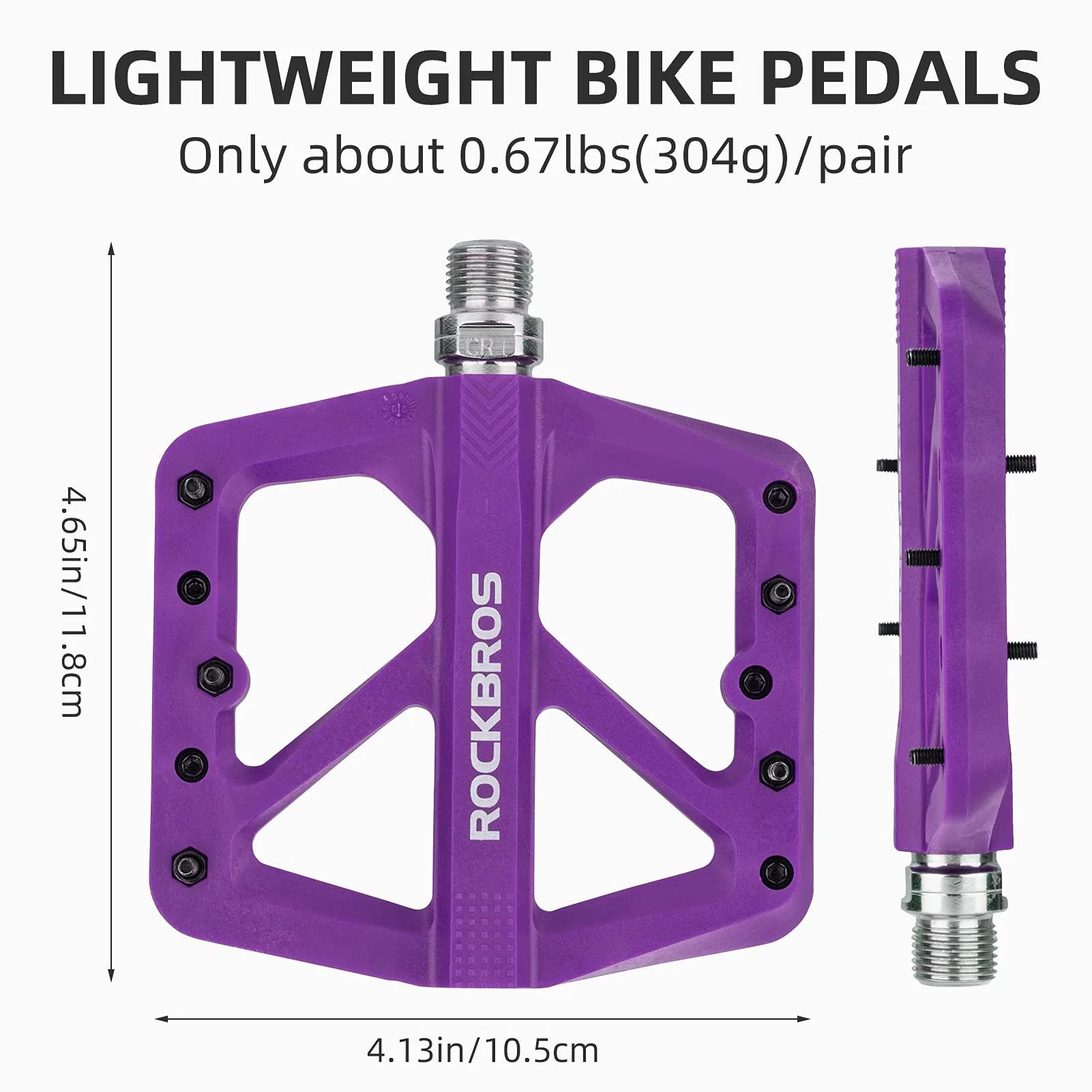 ROCKBROS Mountain Bike Pedals Lightweight Nylon DU Bearing 9/16" MTB Flat Bike Pedals - Image 13