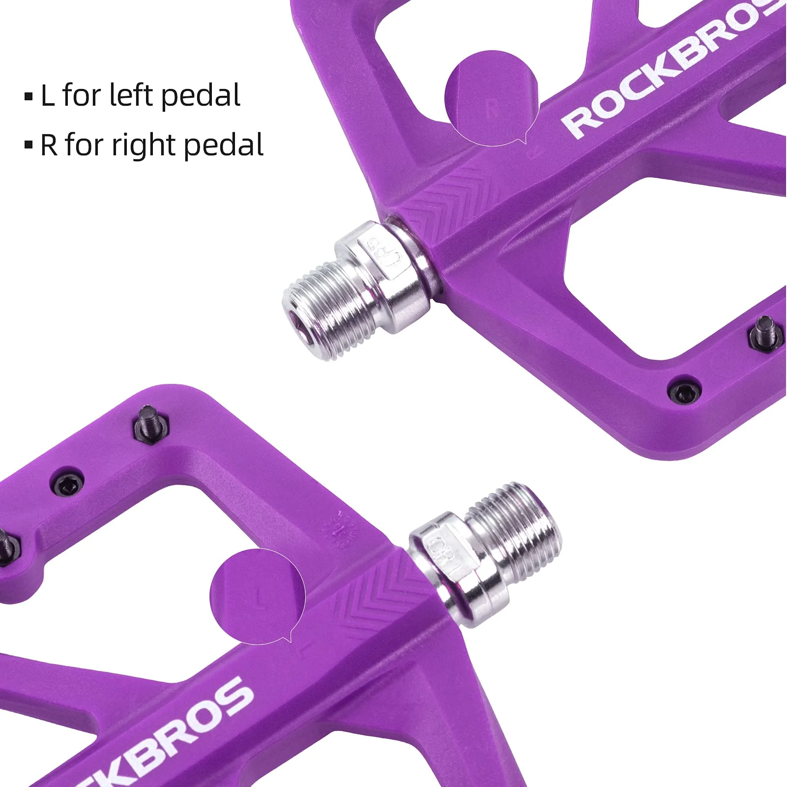 ROCKBROS Mountain Bike Pedals Lightweight Nylon DU Bearing 9/16" MTB Flat Bike Pedals - Image 14