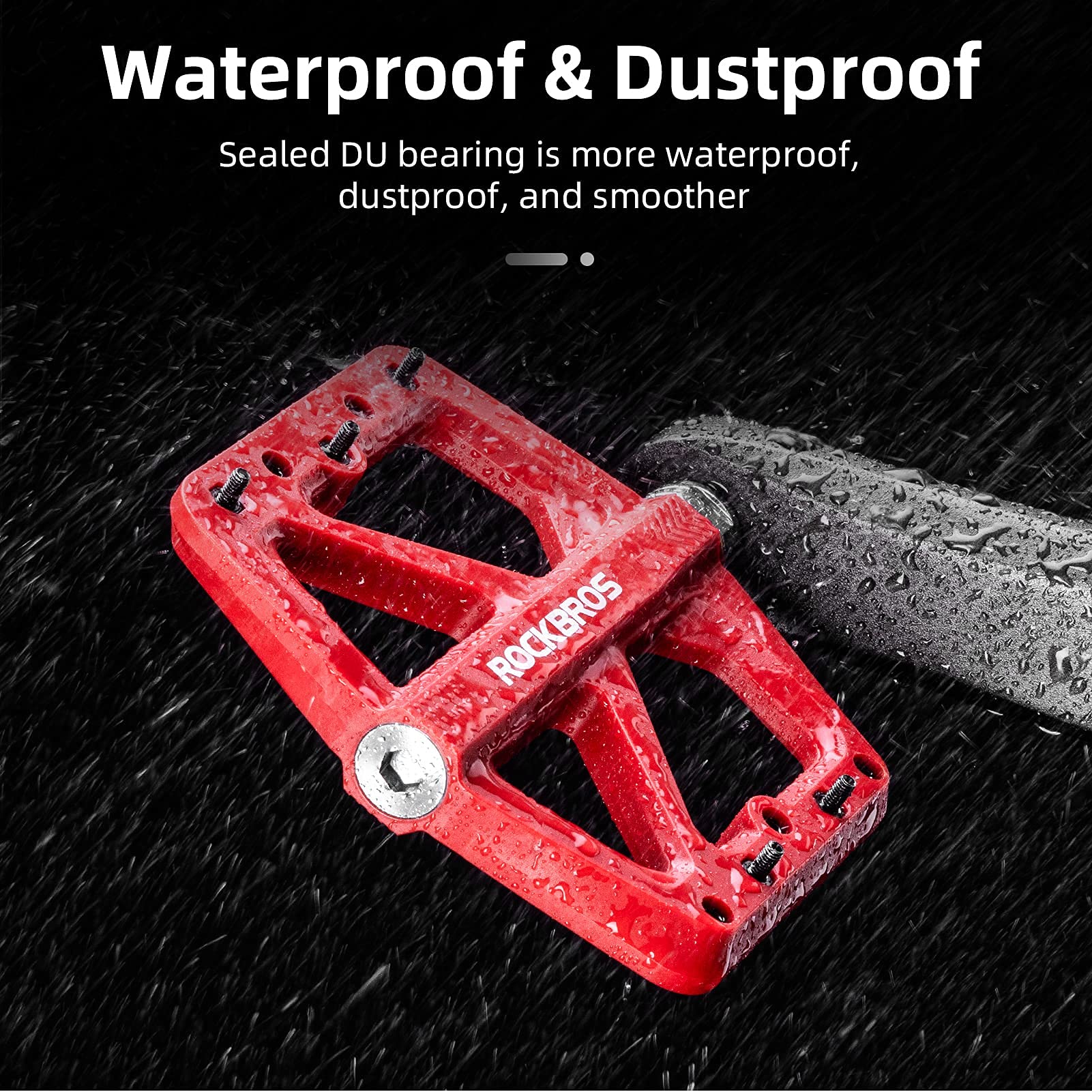 ROCKBROS Mountain Bike Pedals Lightweight Nylon DU Bearing 9/16" MTB Flat Bike Pedals - Image 20