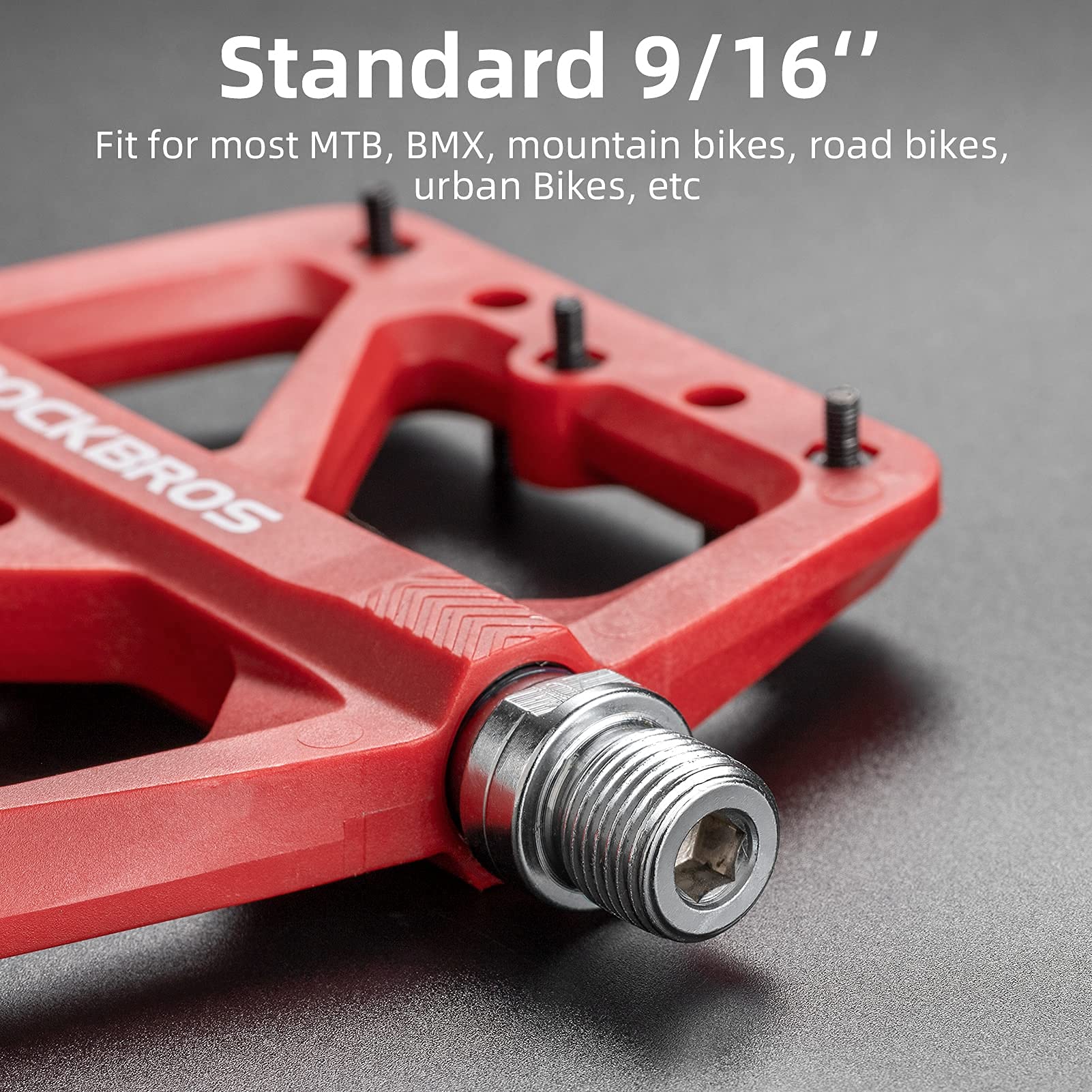 ROCKBROS Mountain Bike Pedals Lightweight Nylon DU Bearing 9/16" MTB Flat Bike Pedals - Image 21