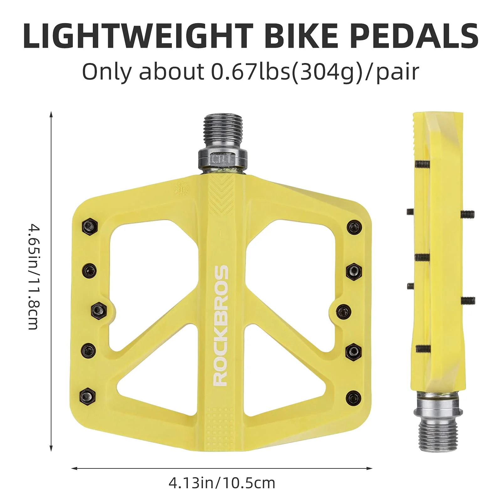 ROCKBROS Mountain Bike Pedals Lightweight Nylon DU Bearing 9/16" MTB Flat Bike Pedals - Image 24