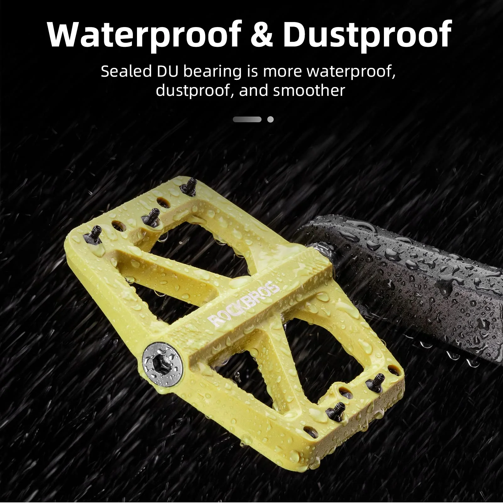 ROCKBROS Mountain Bike Pedals Lightweight Nylon DU Bearing 9/16" MTB Flat Bike Pedals - Image 26