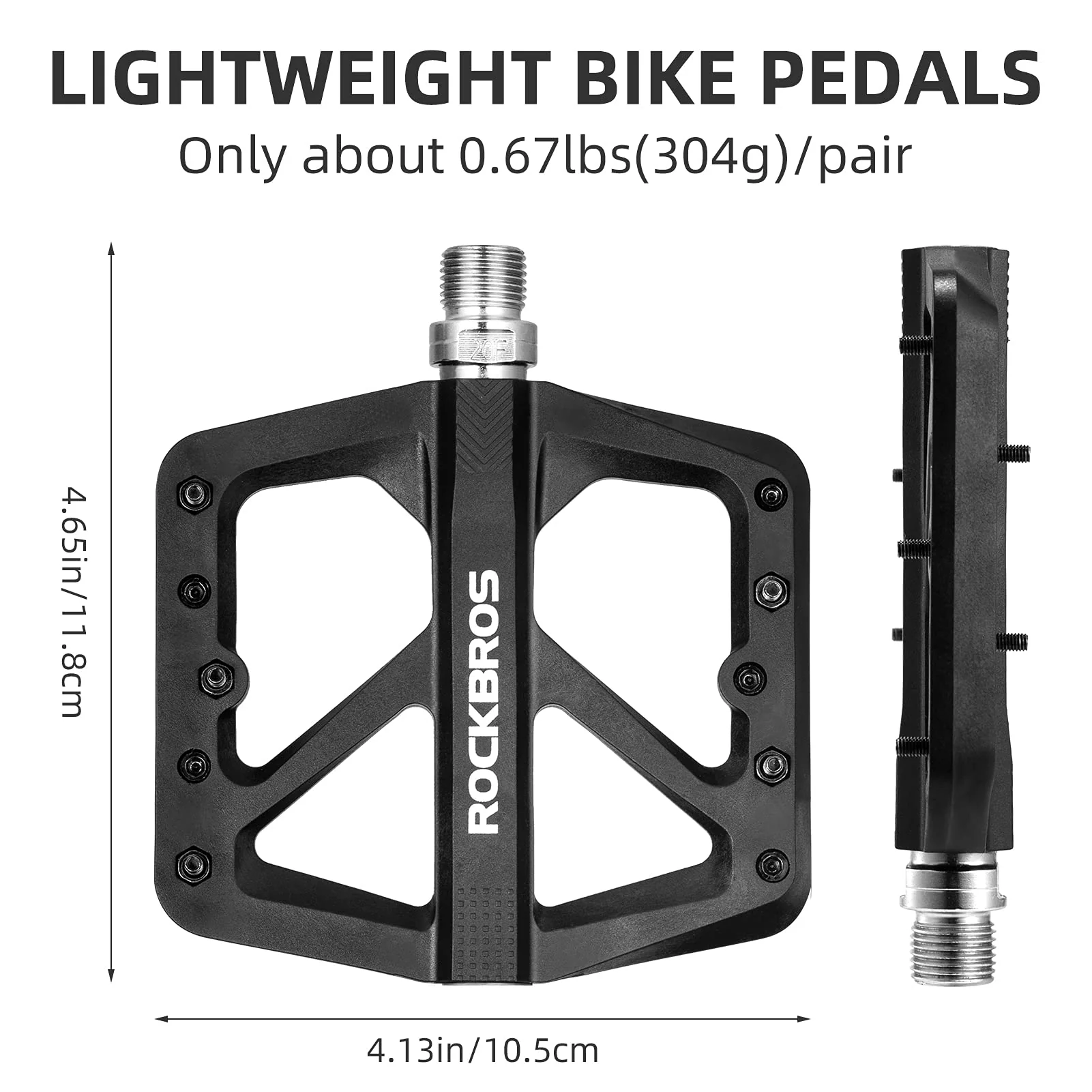 ROCKBROS Mountain Bike Pedals Lightweight Nylon DU Bearing 9/16" MTB Flat Bike Pedals - Image 7