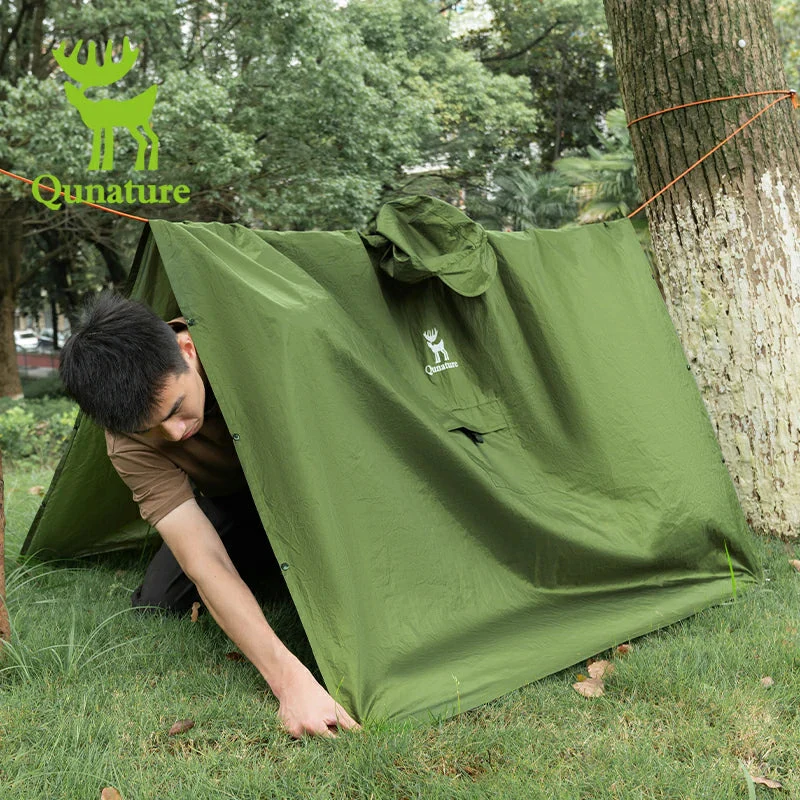 Qunature 3-in-1 Waterproof Raincoat Canopy Floor Mat Lightweight Portable - Image 11