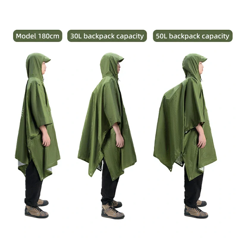 Qunature 3-in-1 Waterproof Raincoat Canopy Floor Mat Lightweight Portable - Image 5