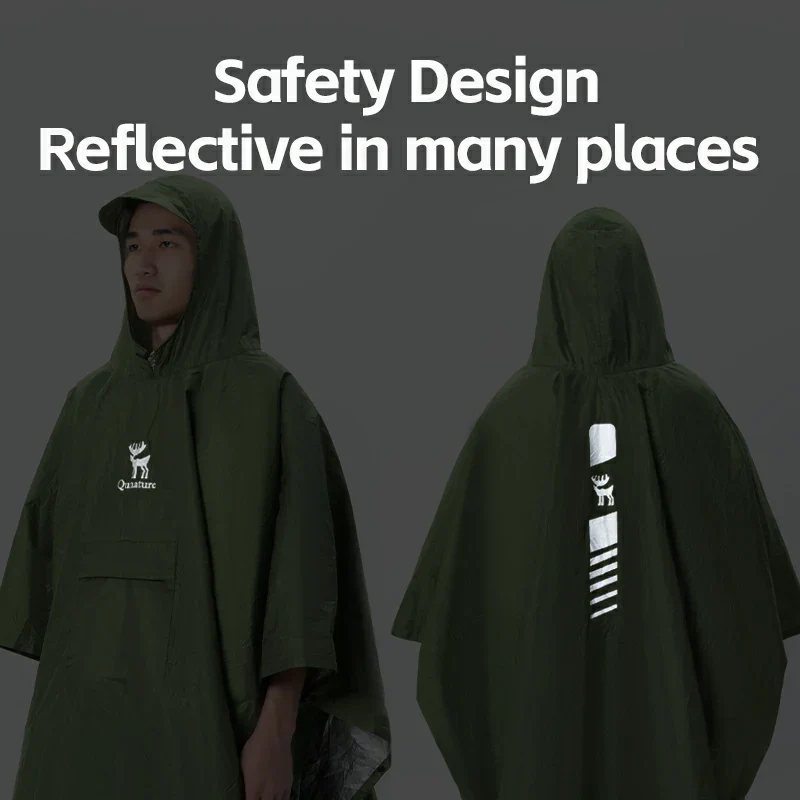 Qunature 3-in-1 Waterproof Raincoat Canopy Floor Mat Lightweight Portable - Image 6