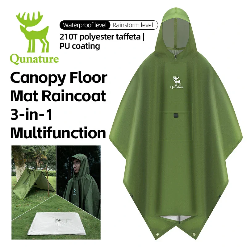 Qunature 3-in-1 Waterproof Raincoat Canopy Floor Mat Lightweight Portable - Image 7