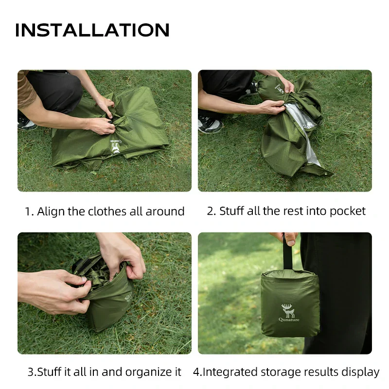 Qunature 3-in-1 Waterproof Raincoat Canopy Floor Mat Lightweight Portable - Image 9