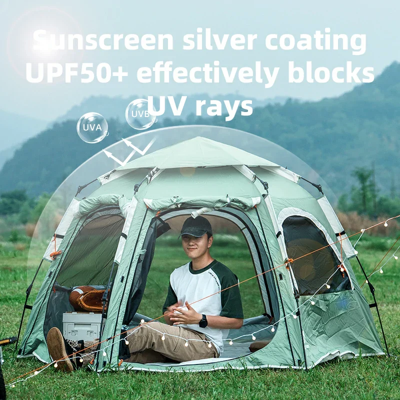 Qunature Quick Setup Hexagonal Tent UPF50+ Waterproof Lightweight - Image 8