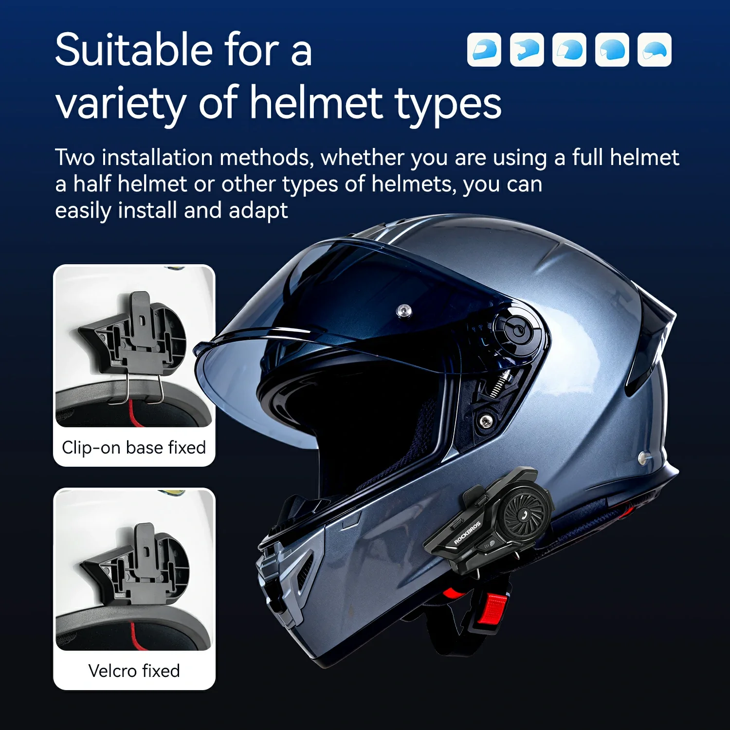 R1 Motorcycle Bluetooth Communication System Headset Helmet Speakers - Image 7