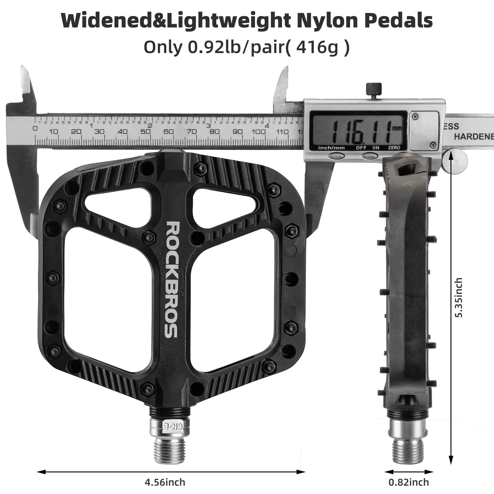 ROCKBROS Mountain Bike Pedals Nylon Composite Bearing 9/16" MTB Bicycle Pedals with Wide Flat Platform - Image 16