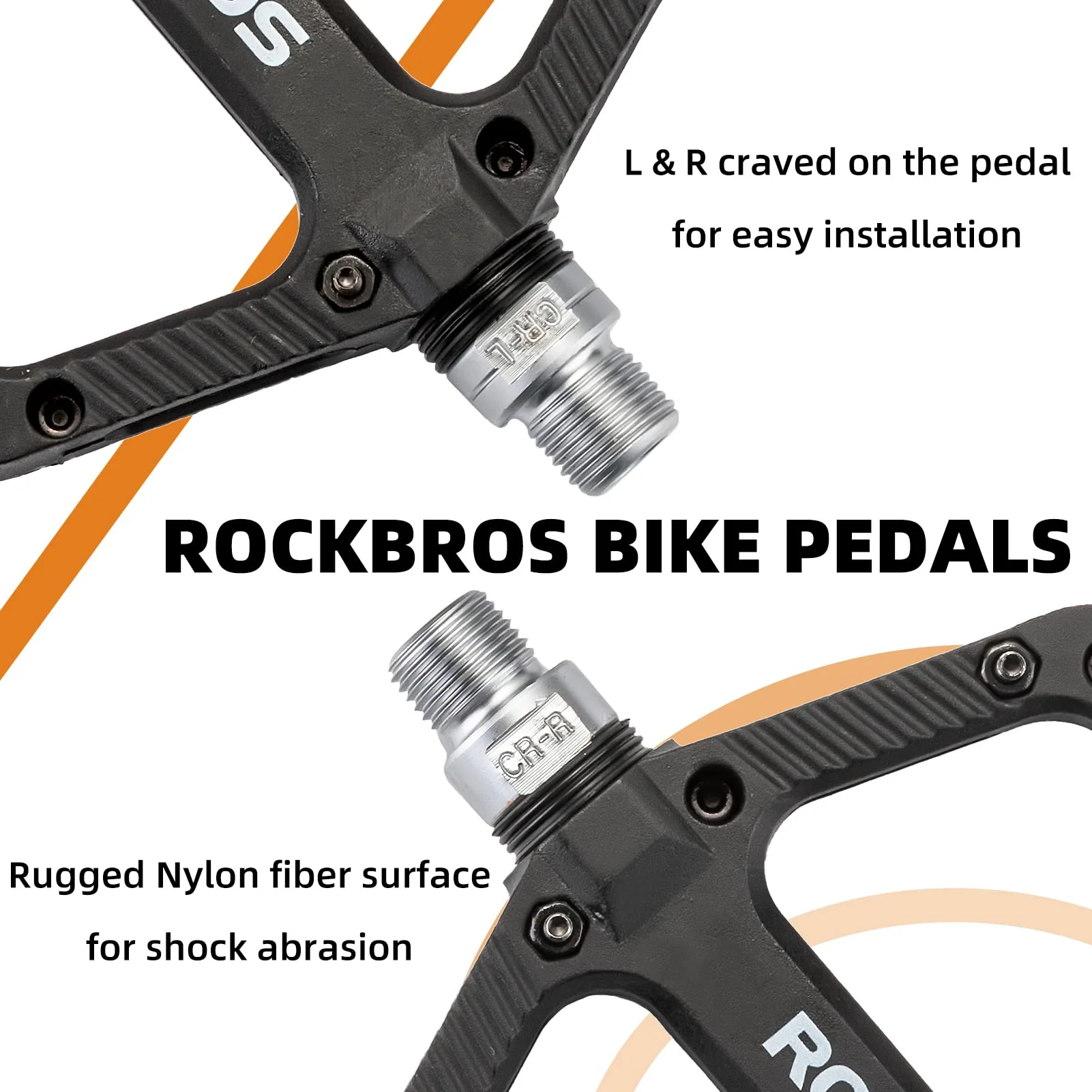 ROCKBROS Mountain Bike Pedals Nylon Composite Bearing 9/16" MTB Bicycle Pedals with Wide Flat Platform - Image 20