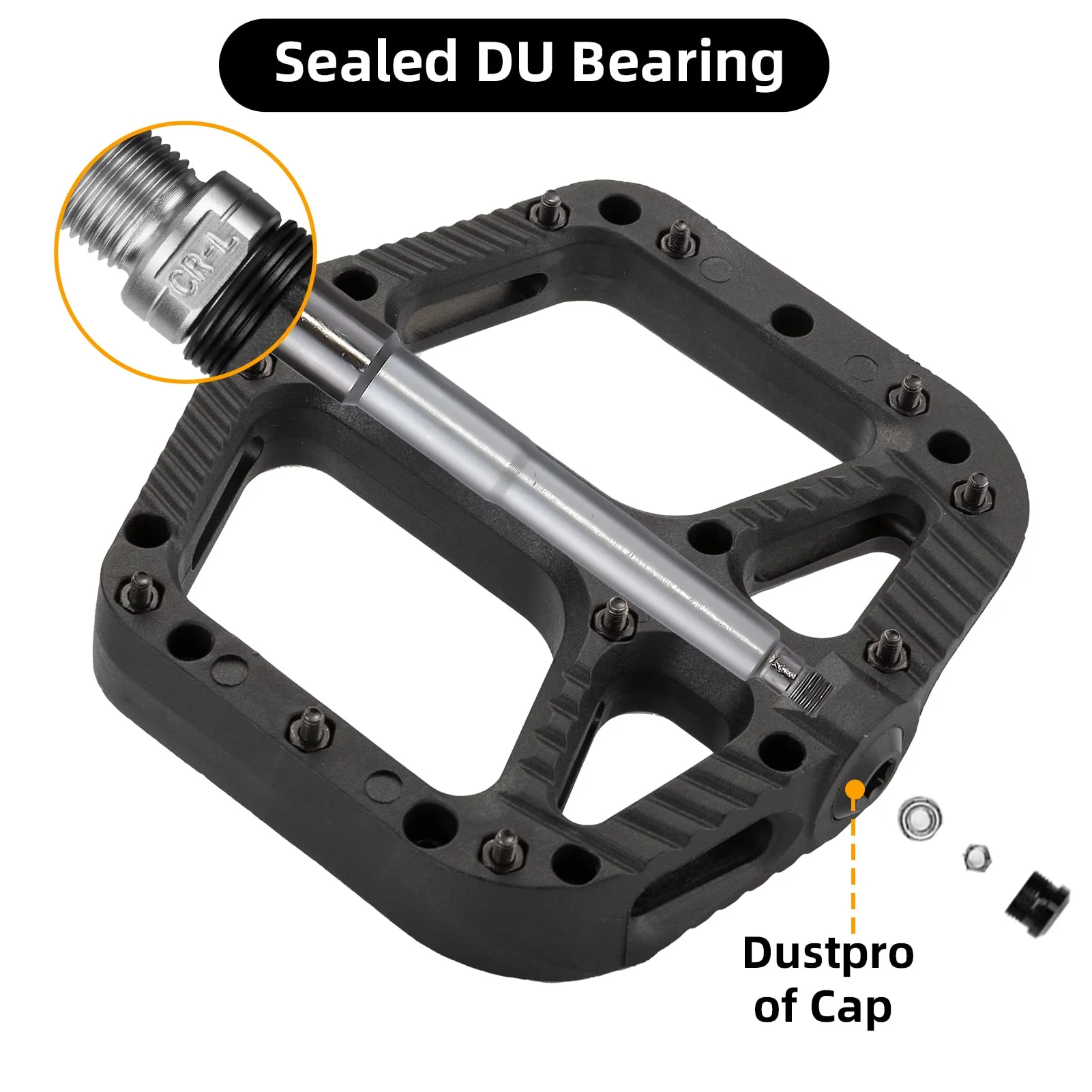 ROCKBROS Mountain Bike Pedals Nylon Composite Bearing 9/16" MTB Bicycle Pedals with Wide Flat Platform - Image 21