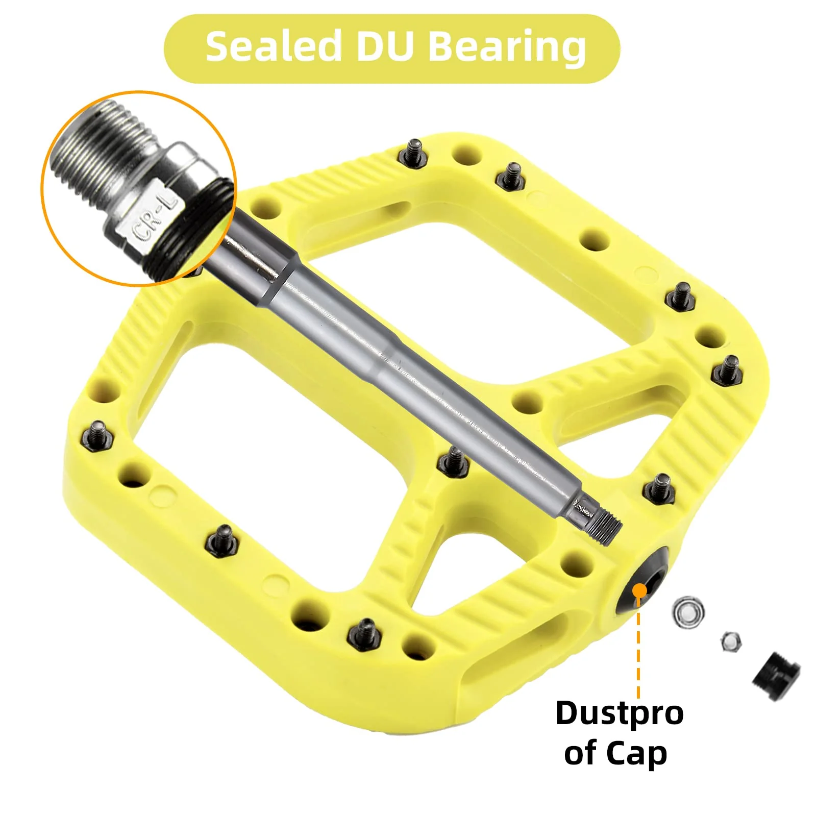 ROCKBROS Mountain Bike Pedals Nylon Composite Bearing 9/16" MTB Bicycle Pedals with Wide Flat Platform - Image 24