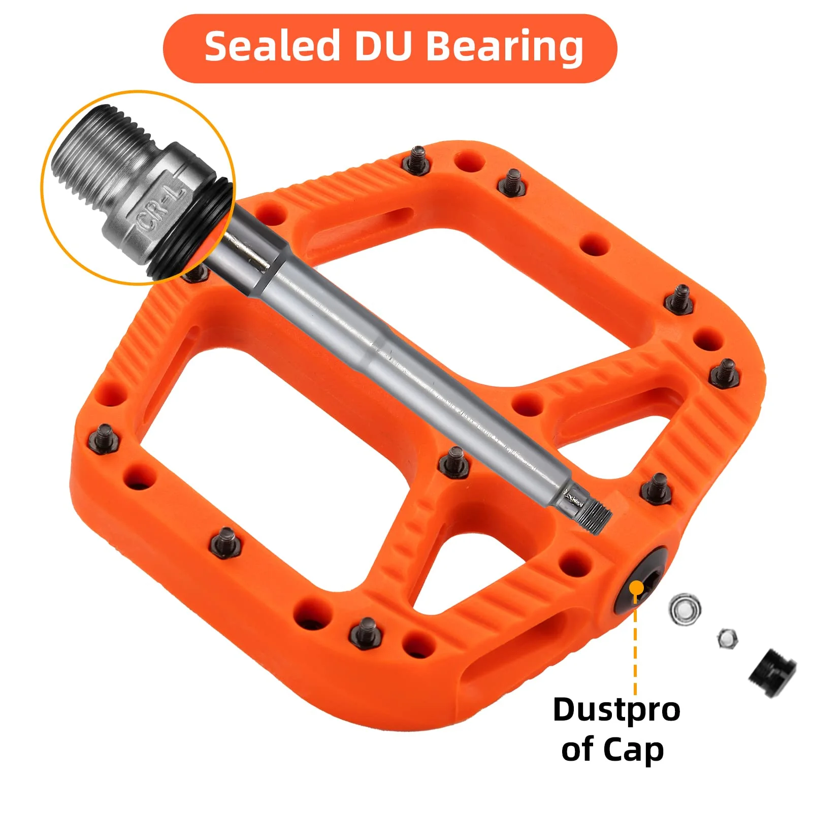 ROCKBROS Mountain Bike Pedals Nylon Composite Bearing 9/16" MTB Bicycle Pedals with Wide Flat Platform - Image 30