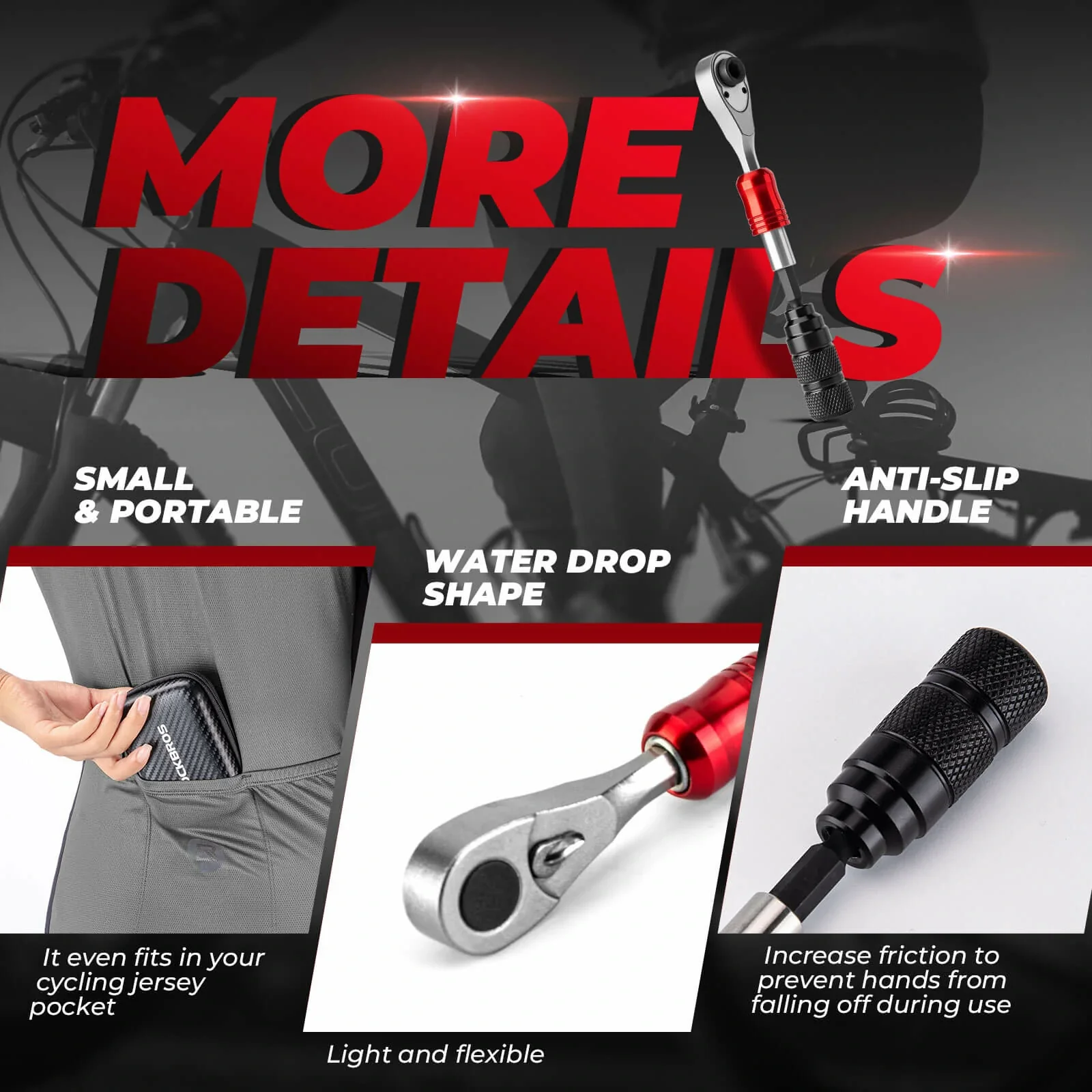 ROCKBROS 1/4-Inch Ratchet Socket Wrench Set 2.5-8mm Allen Hex Torx Sockets for Road  Mountain Bike Maintenance - Image 9