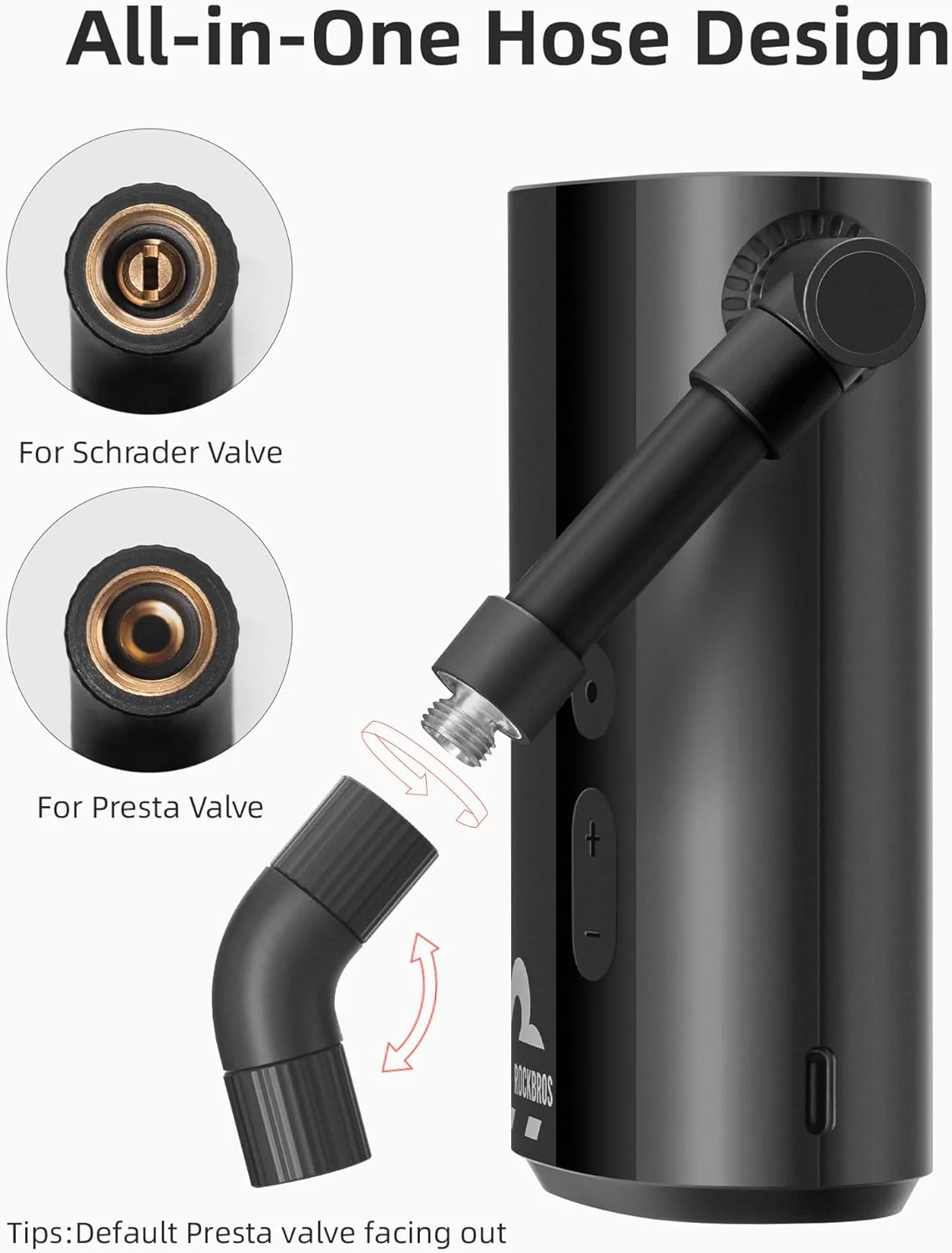 ROCKBROS Mini Bike Tire Pump 150PSI Fast Inflate Auto-Shutoff Digital Gauge - Image 4