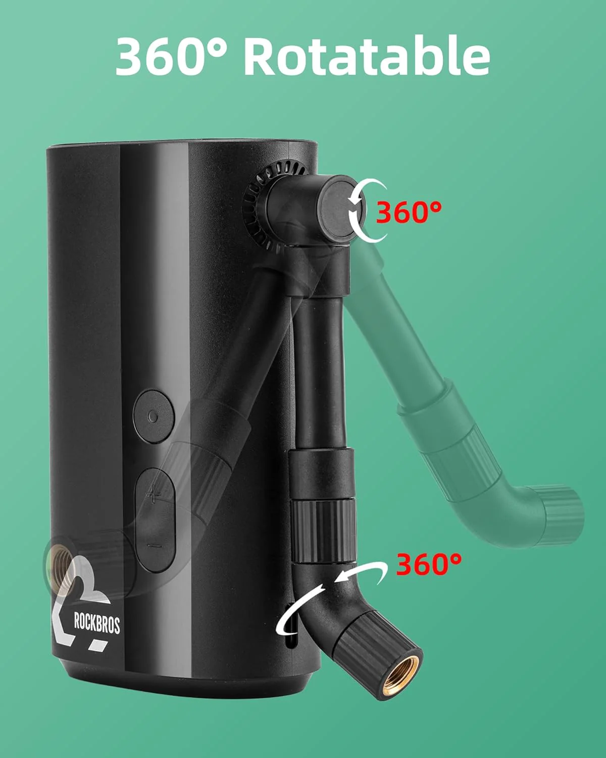 ROCKBROS Mini Bike Tire Pump 150PSI Fast Inflate Auto-Shutoff Digital Gauge - Image 6