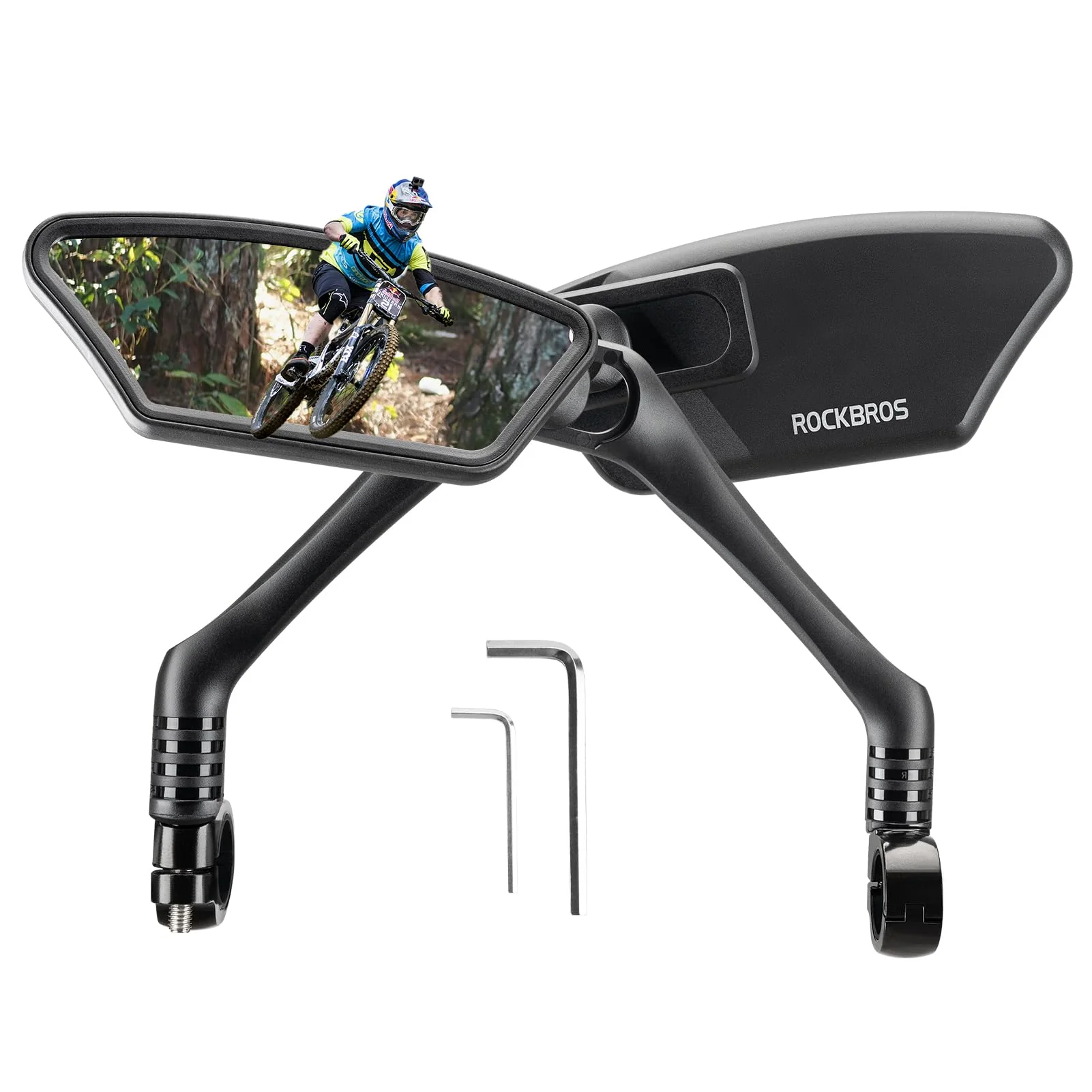 ROCKBROS HD Blast-Resistant Bike Mirror Adjustable Handlebar Mount 21-26mm - Image 3