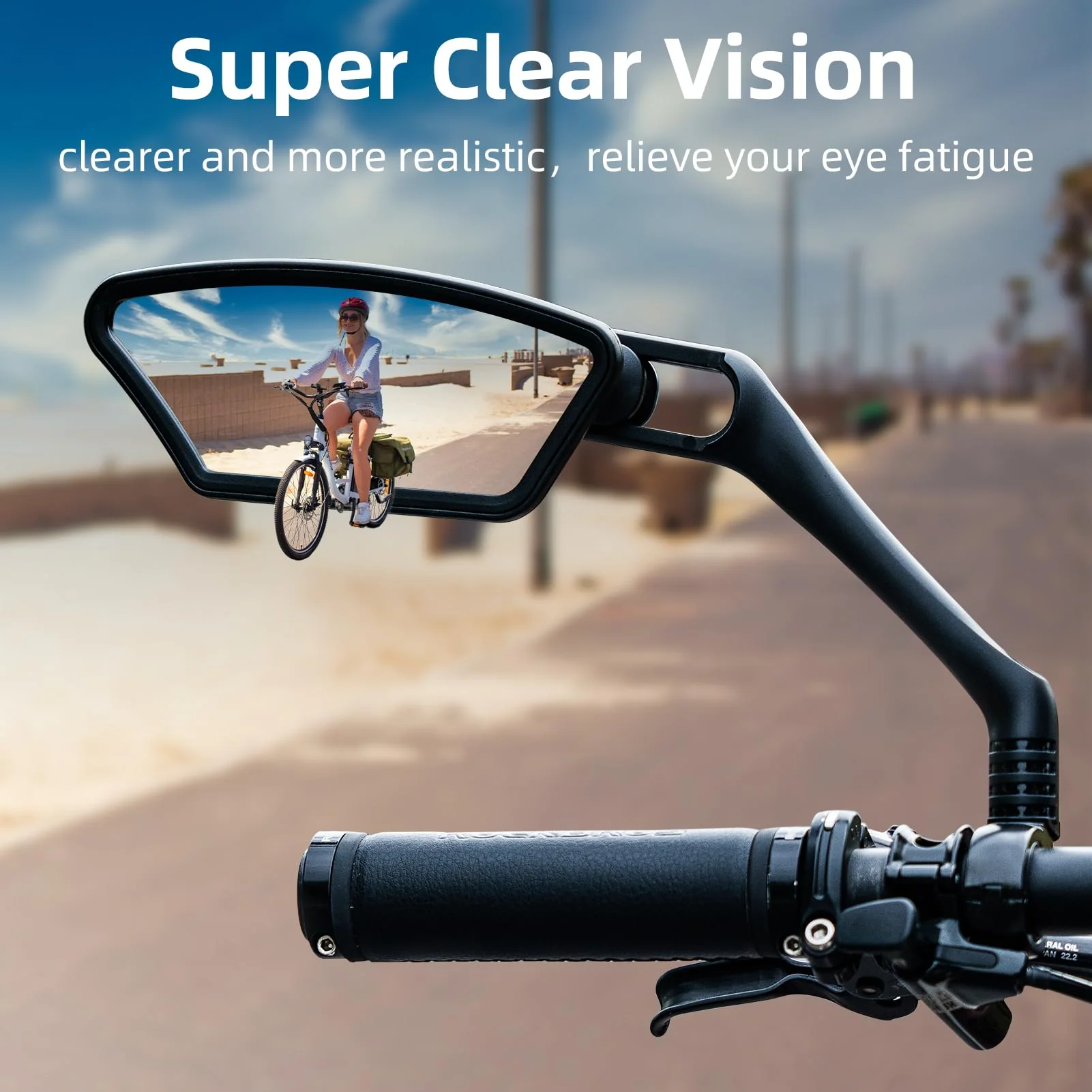 ROCKBROS HD Blast-Resistant Bike Mirror Adjustable Handlebar Mount 21-26mm - Image 5