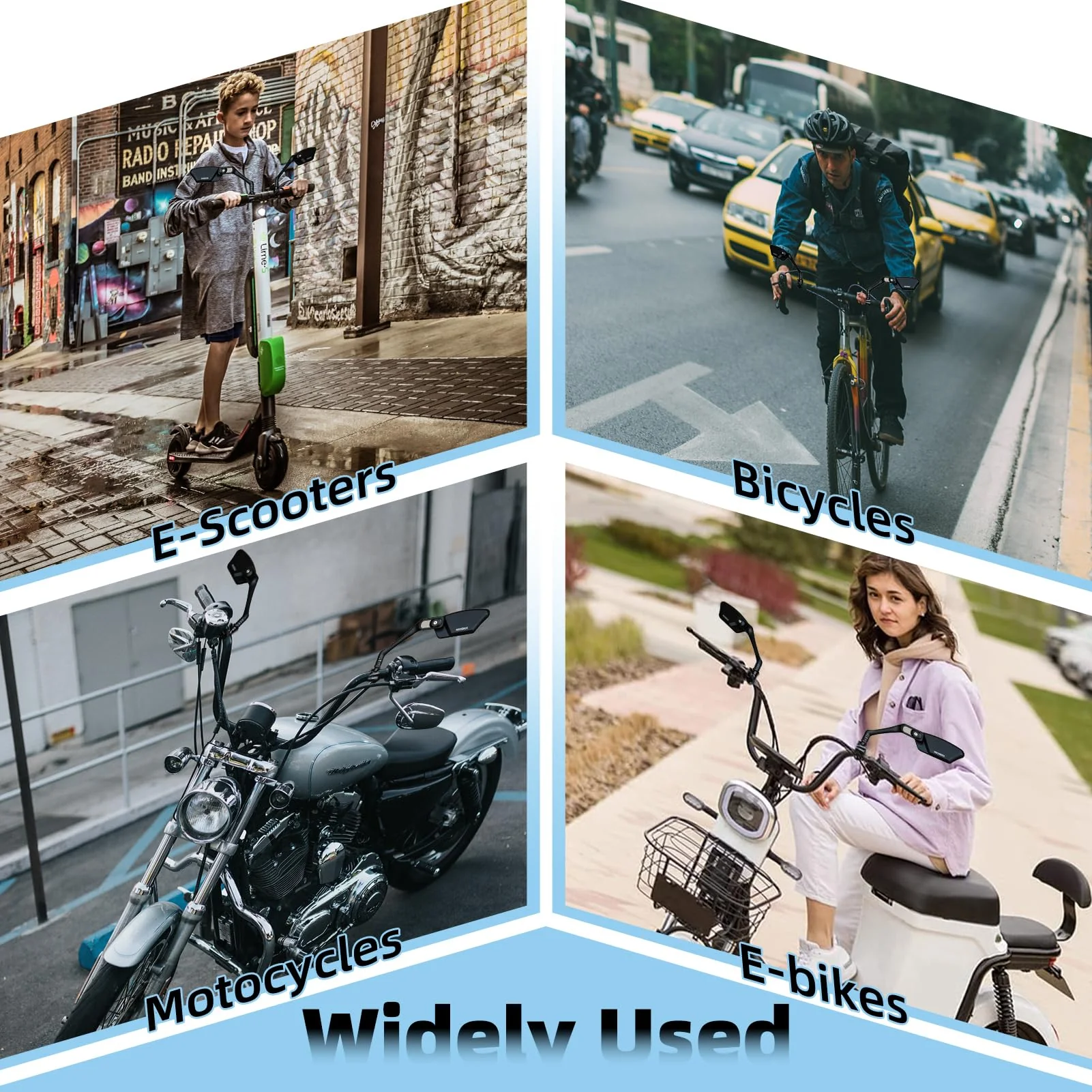 ROCKBROS HD Blast-Resistant Bike Mirror Adjustable Handlebar Mount 21-26mm - Image 8