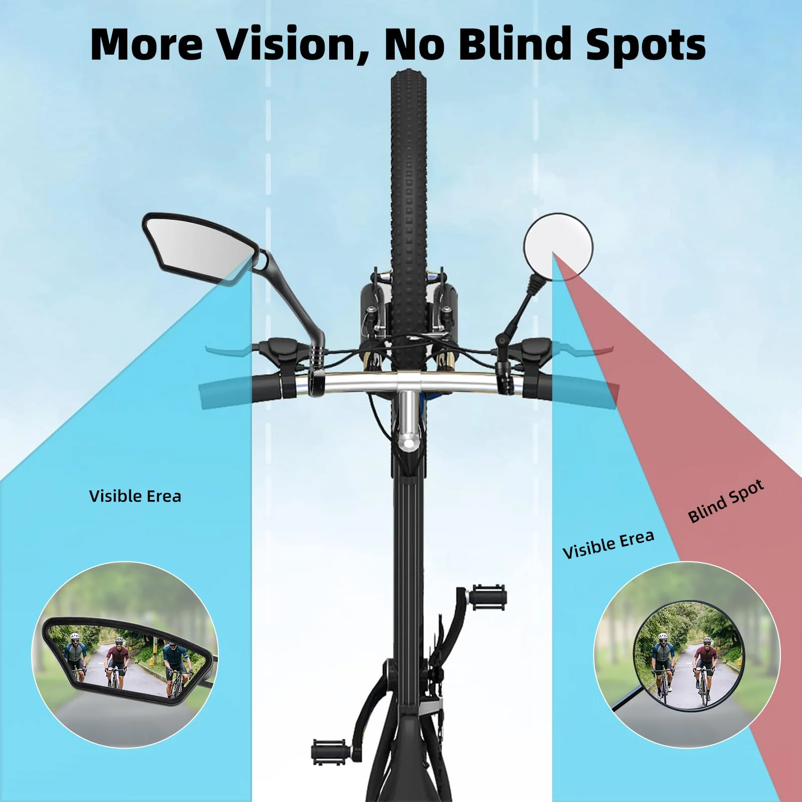 ROCKBROS HD Blast-Resistant Bike Mirror Adjustable Handlebar Mount 21-26mm - Image 9