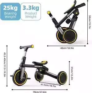 Kids 3 in 1 Tricycle Adjustable Seat Removable Pedals Toddler Ride On Bike - Image 14
