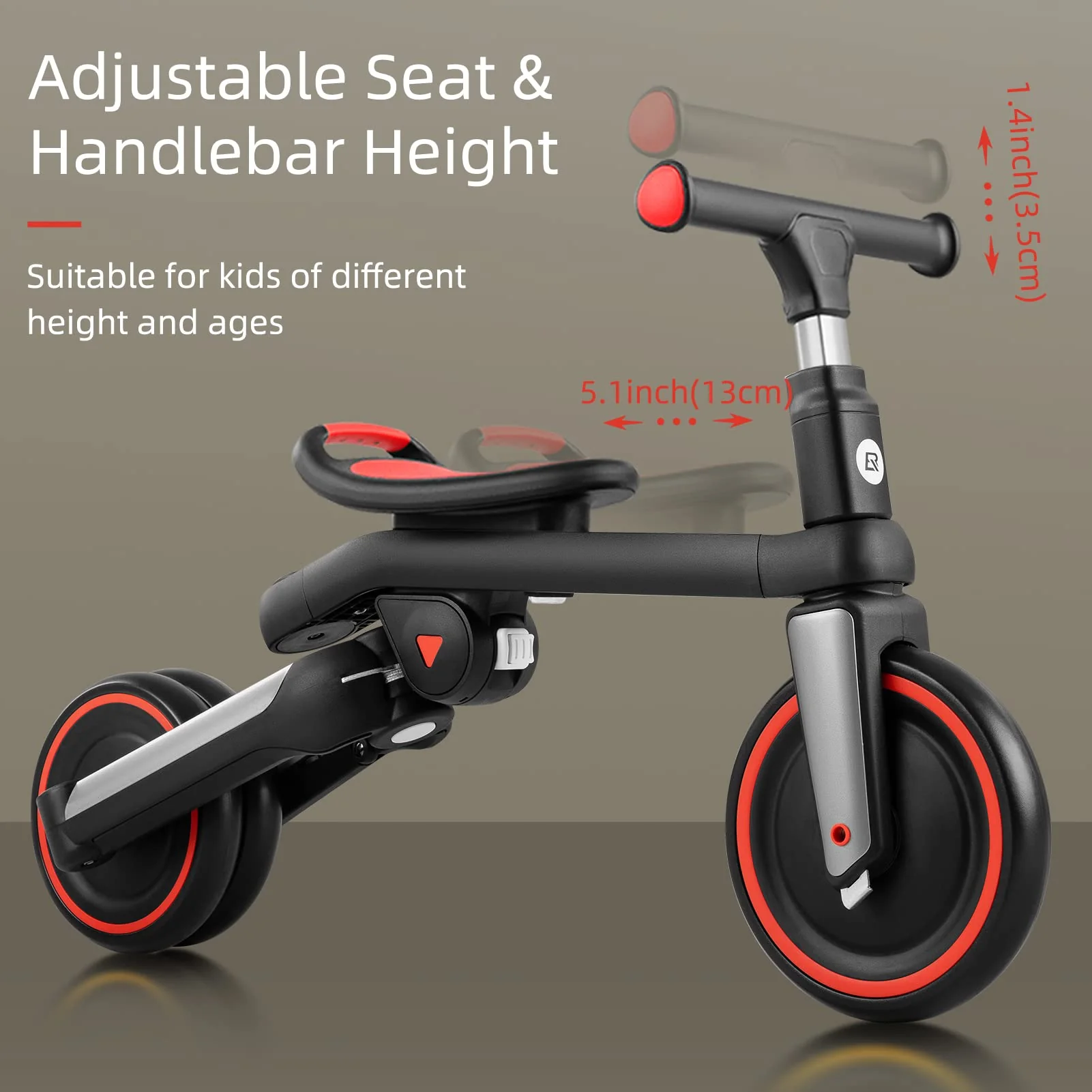 Kids 3 in 1 Tricycle Adjustable Seat Removable Pedals Toddler Ride On Bike - Image 3