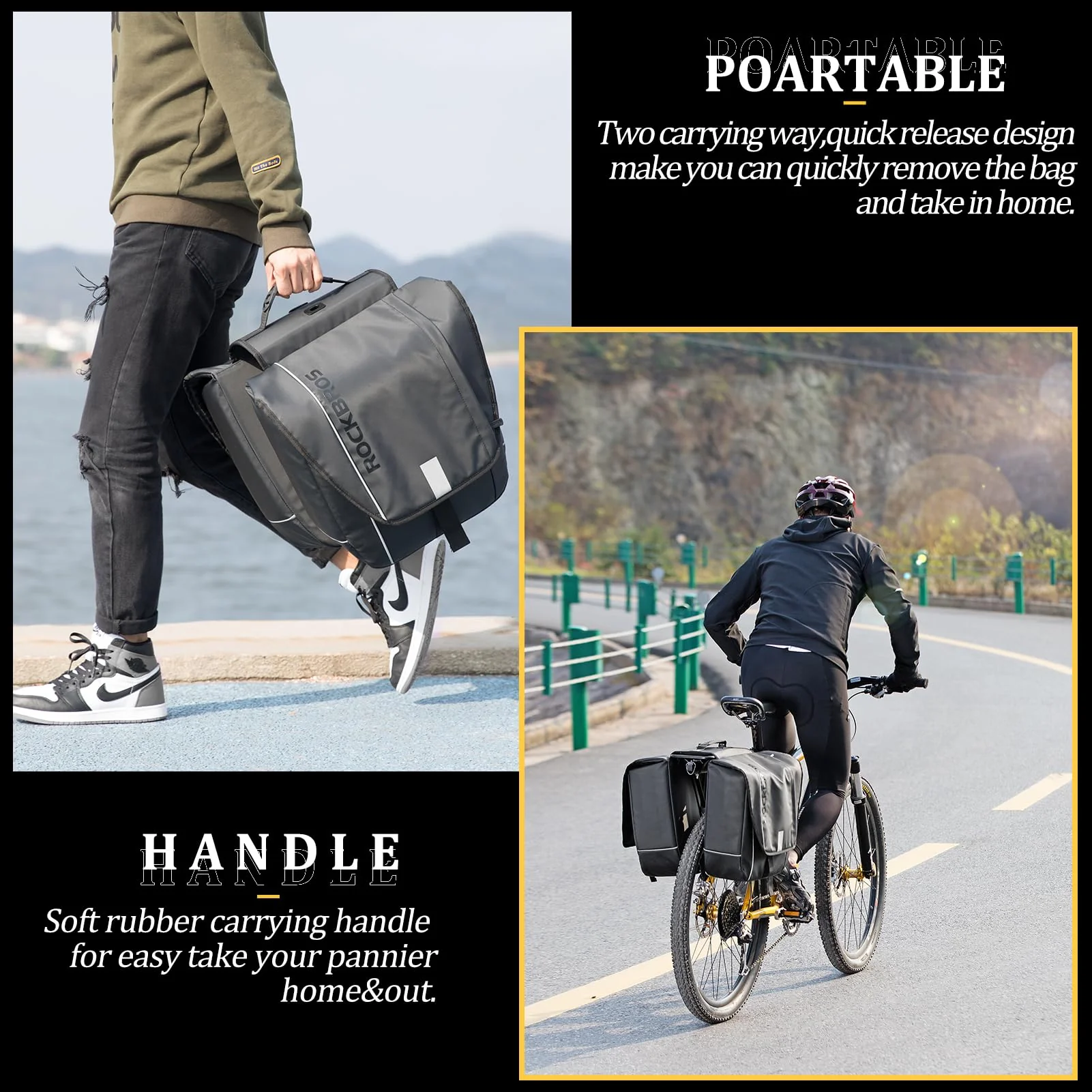ROCKBROS 30L Bike Rear Rack Panniers Bags for Bicycles Waterproof - Image 5