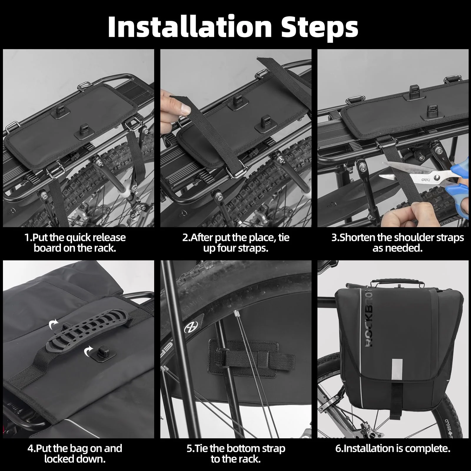 ROCKBROS 30L Bike Rear Rack Panniers Bags for Bicycles Waterproof - Image 7