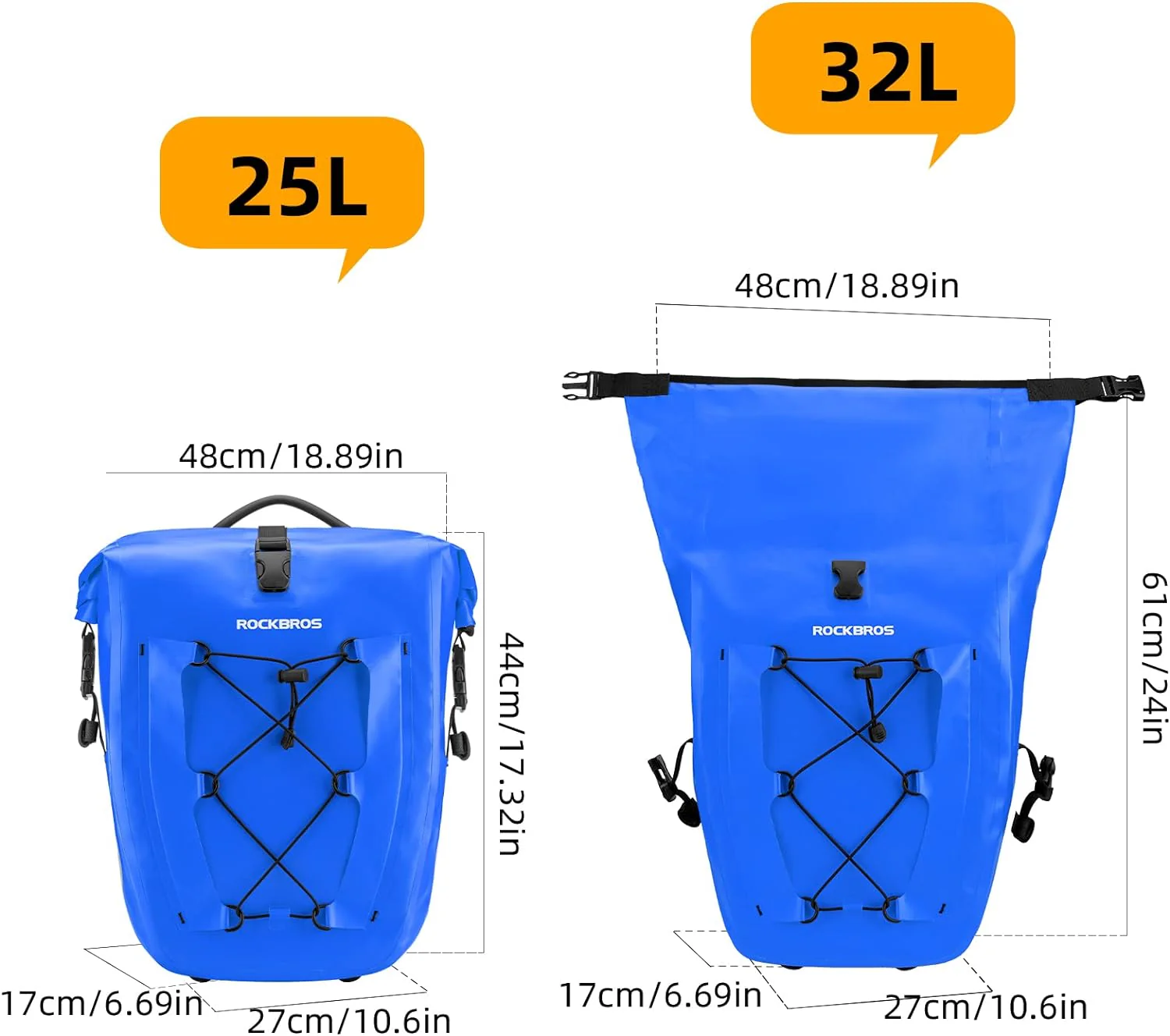 ROCKBROS 32L Waterproof Bike Pannier Durable Spacious Easy to Install - Image 16