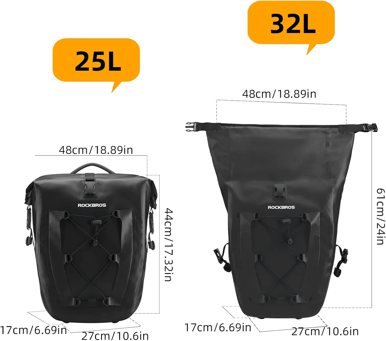 ROCKBROS 32L Waterproof Bike Pannier Durable Spacious Easy to Install - Image 7