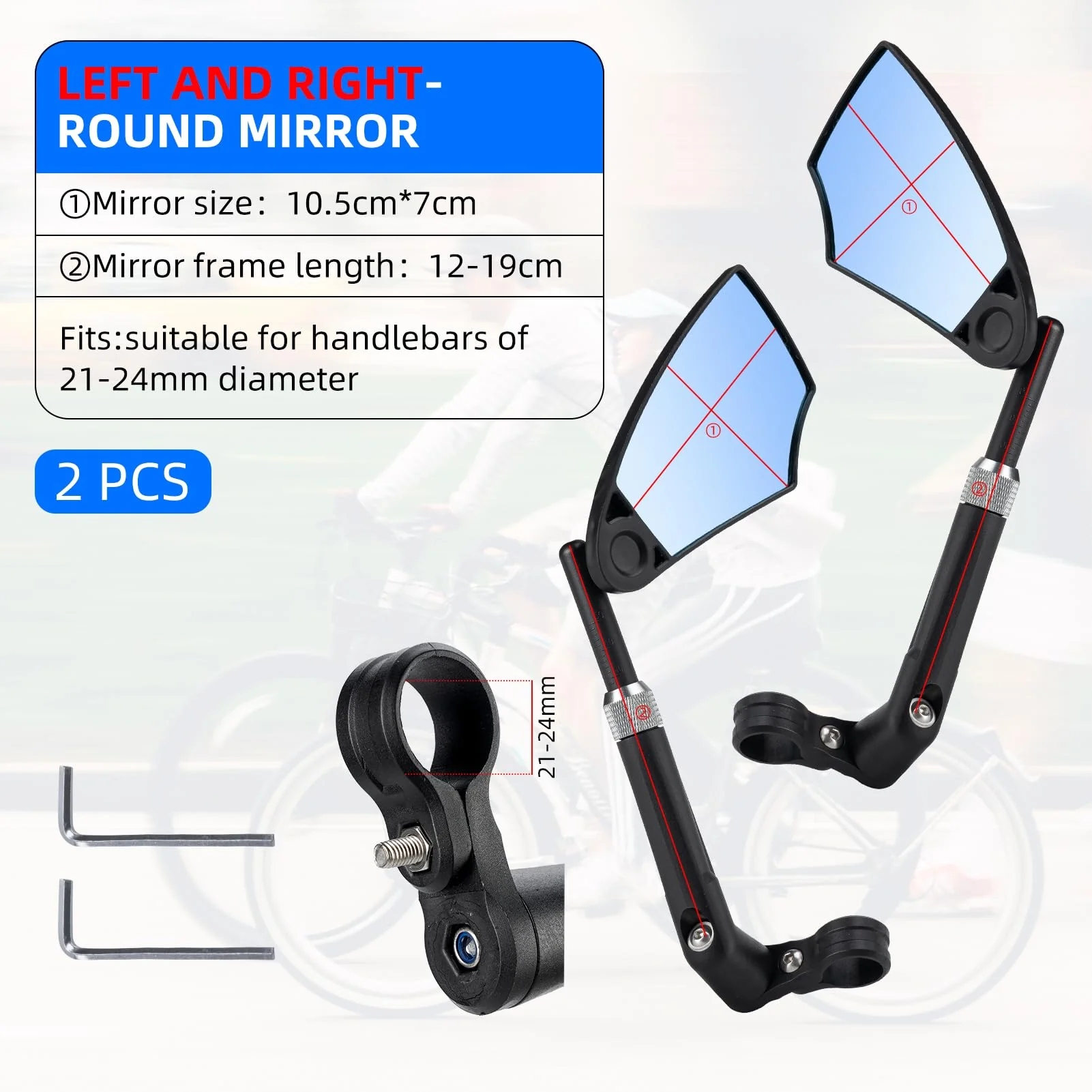 ROCKBROS 360° Adjustable Handlebar Bike Mirror with Anti-Glare Glass - Image 4