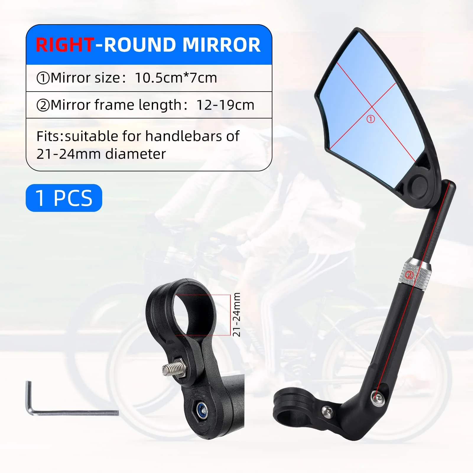 ROCKBROS 360° Adjustable Handlebar Bike Mirror with Anti-Glare Glass - Image 5