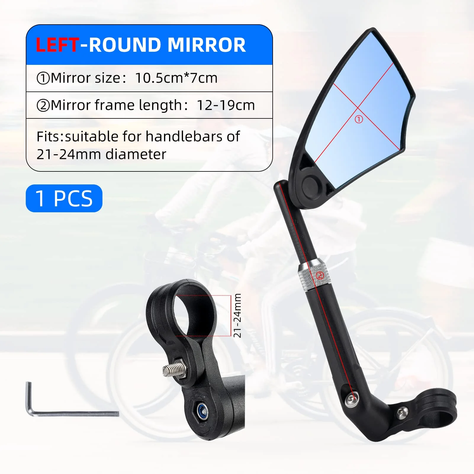 ROCKBROS 360° Adjustable Handlebar Bike Mirror with Anti-Glare Glass - Image 6