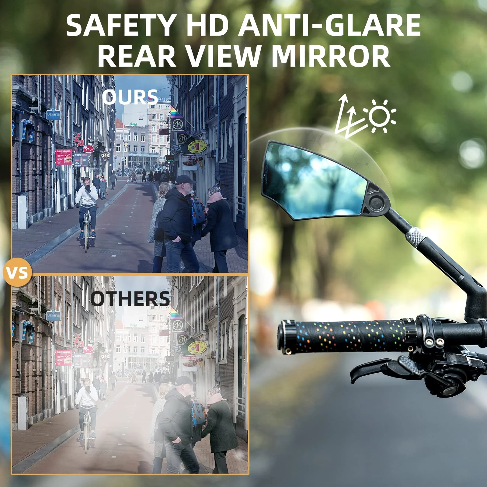 ROCKBROS 360° Adjustable Handlebar Bike Mirror with Anti-Glare Glass - Image 7