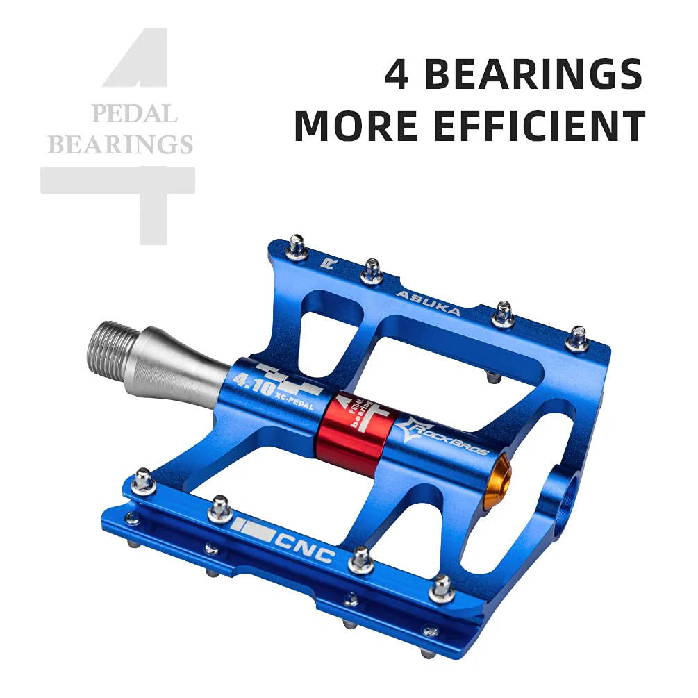 ROCKBROS 4 Bearings Mountain MTB Bike Pedals Platform Flat Aluminum Alloy 9/16" - Image 11
