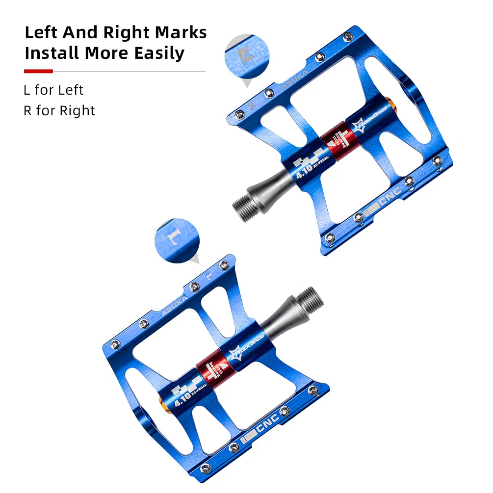 ROCKBROS 4 Bearings Mountain MTB Bike Pedals Platform Flat Aluminum Alloy 9/16" - Image 14