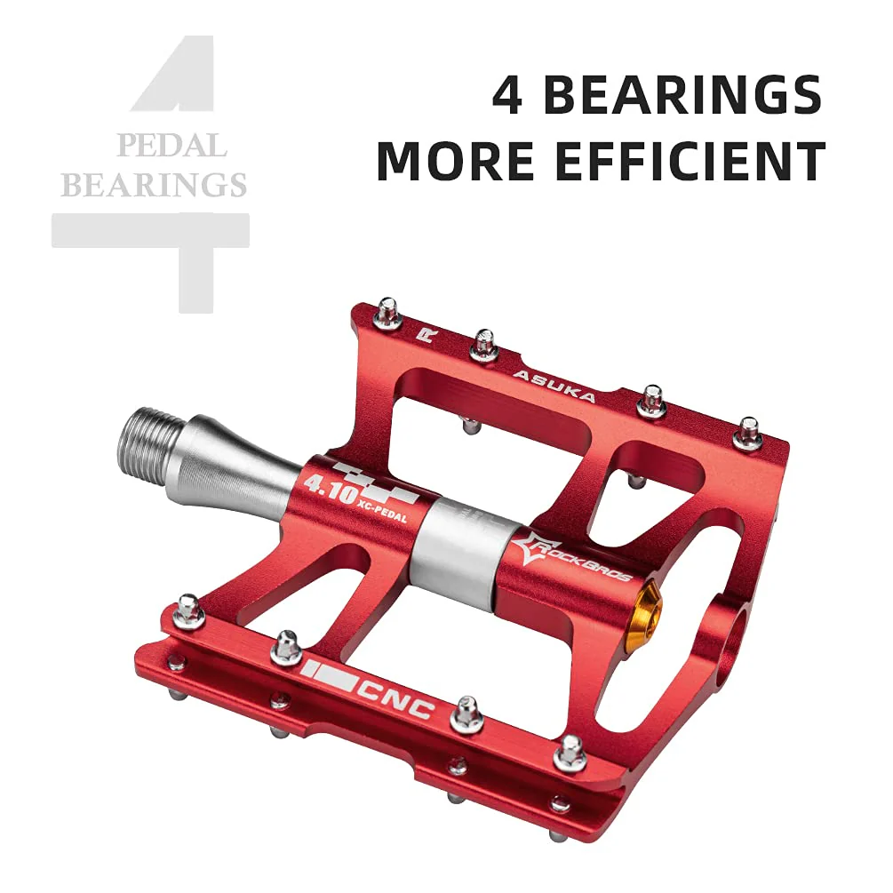 ROCKBROS 4 Bearings Mountain MTB Bike Pedals Platform Flat Aluminum Alloy 9/16" - Image 17
