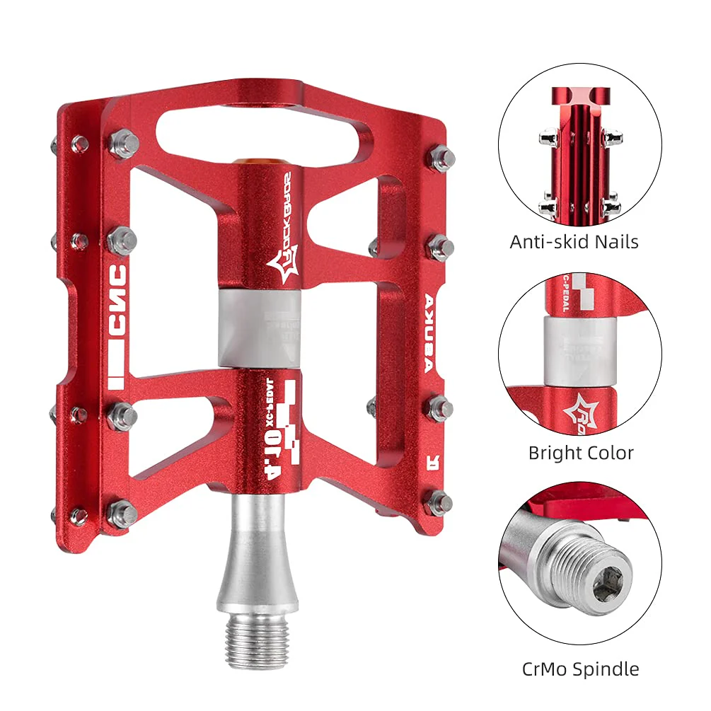 ROCKBROS 4 Bearings Mountain MTB Bike Pedals Platform Flat Aluminum Alloy 9/16" - Image 18