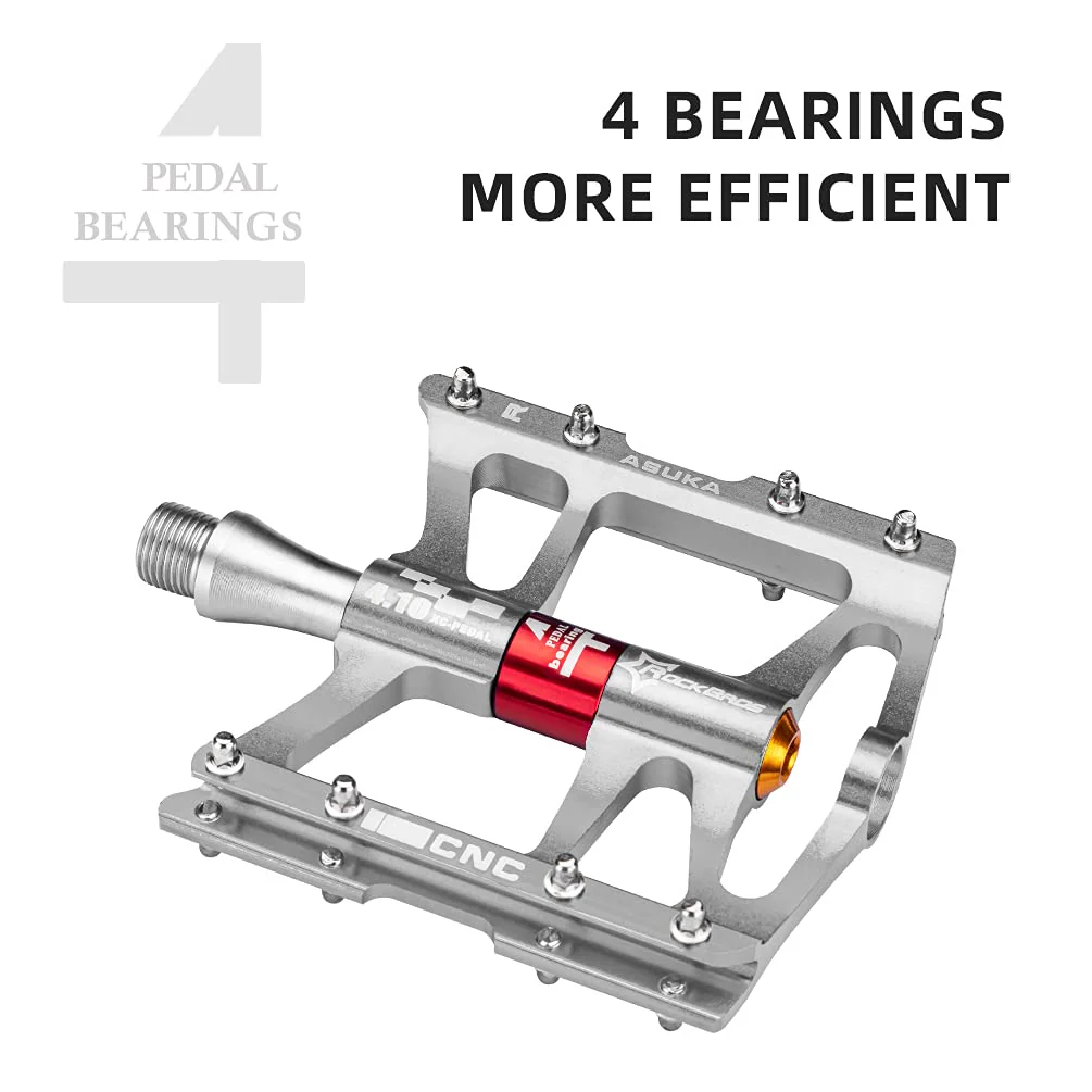 ROCKBROS 4 Bearings Mountain MTB Bike Pedals Platform Flat Aluminum Alloy 9/16" - Image 23