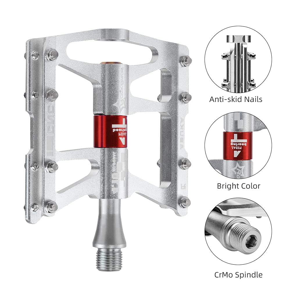 ROCKBROS 4 Bearings Mountain MTB Bike Pedals Platform Flat Aluminum Alloy 9/16" - Image 24