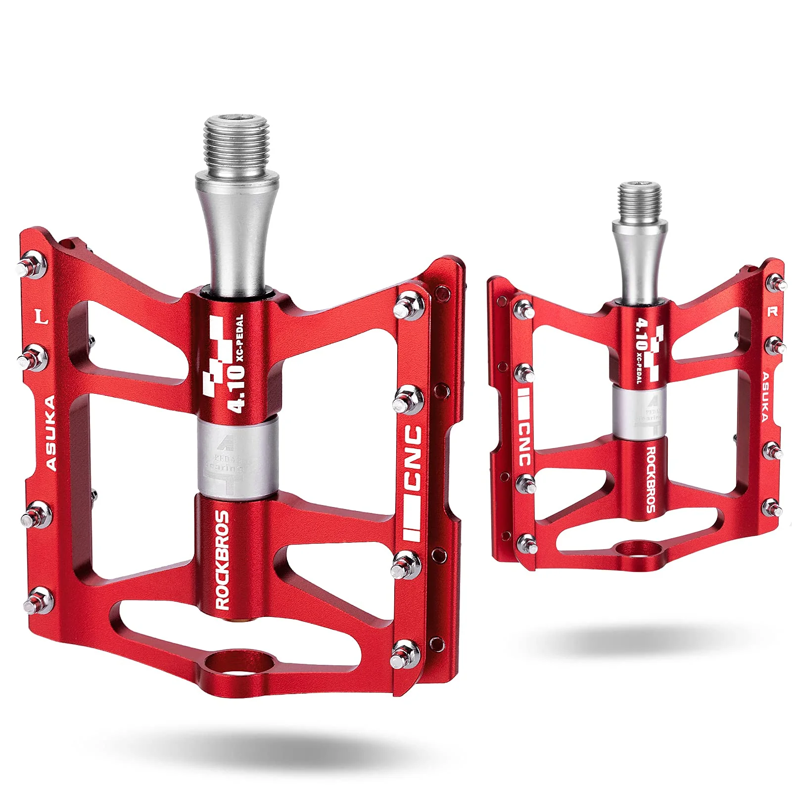 ROCKBROS 4 Bearings Mountain MTB Bike Pedals Platform Flat Aluminum Alloy 9/16" - Image 3