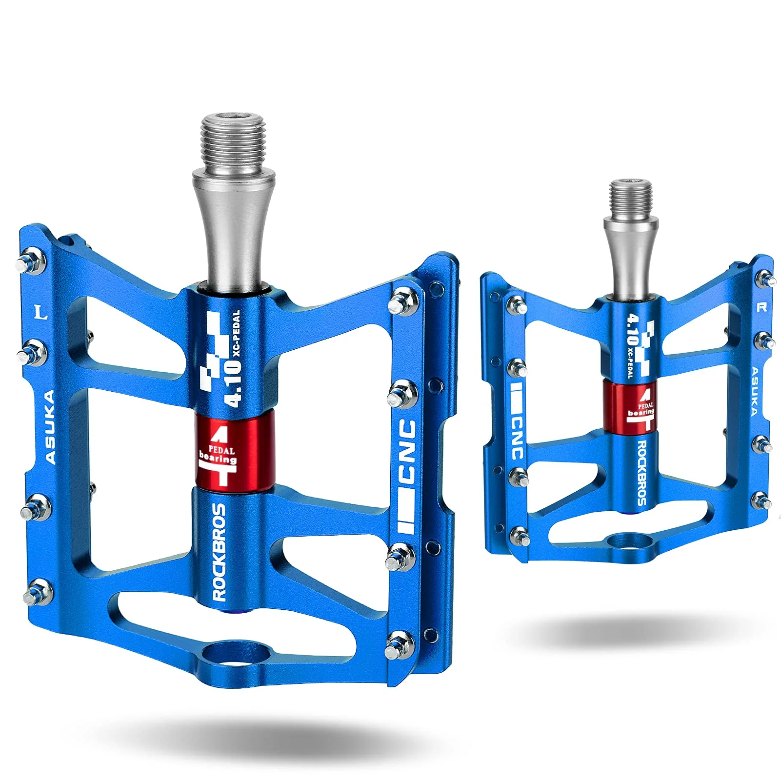 ROCKBROS 4 Bearings Mountain MTB Bike Pedals Platform Flat Aluminum Alloy 9/16" - Image 4