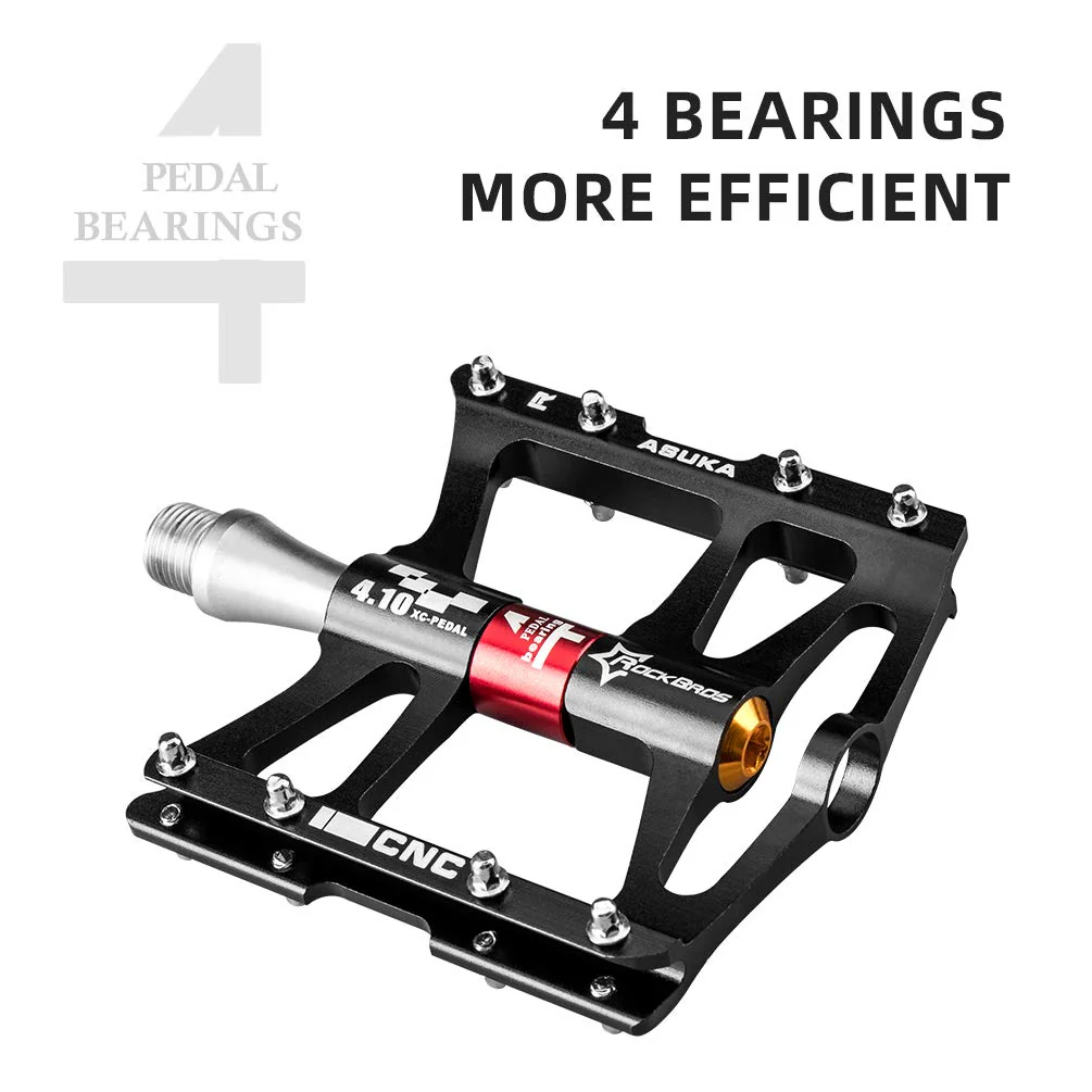 ROCKBROS 4 Bearings Mountain MTB Bike Pedals Platform Flat Aluminum Alloy 9/16" - Image 5