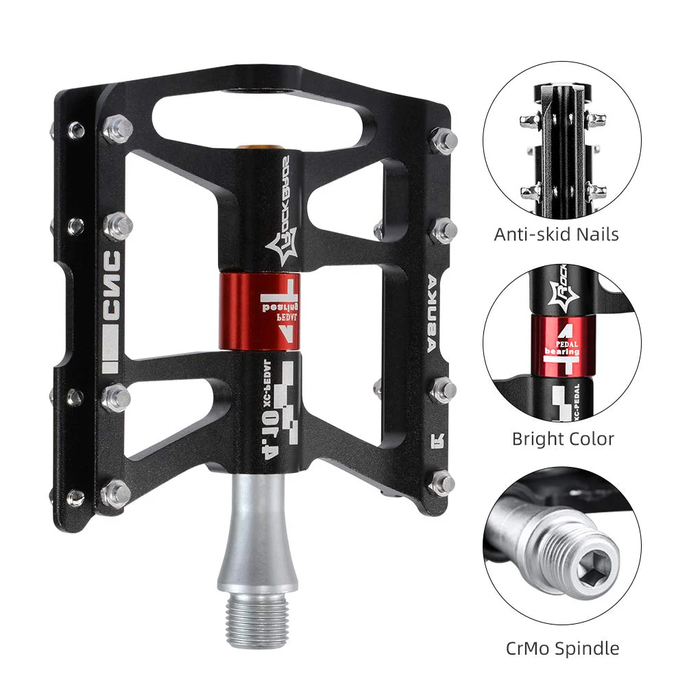ROCKBROS 4 Bearings Mountain MTB Bike Pedals Platform Flat Aluminum Alloy 9/16" - Image 6