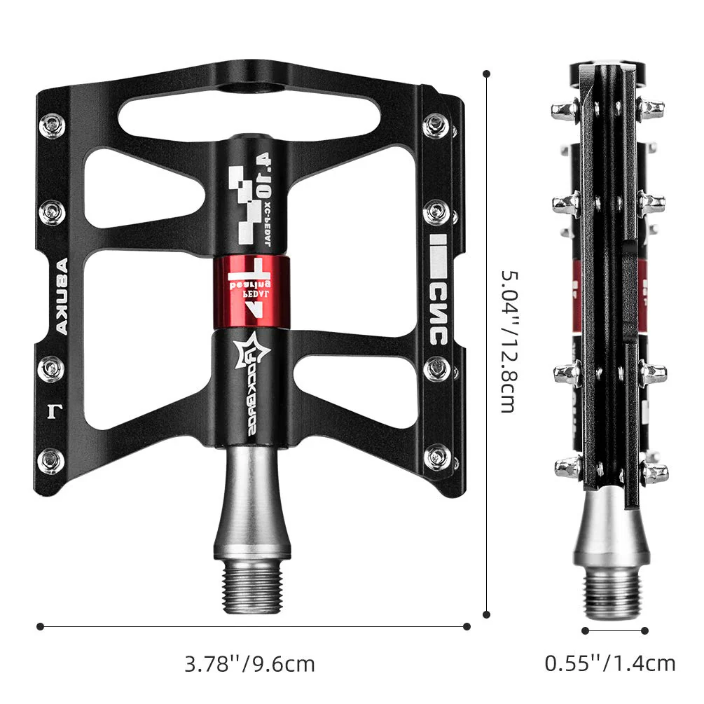 ROCKBROS 4 Bearings Mountain MTB Bike Pedals Platform Flat Aluminum Alloy 9/16" - Image 7