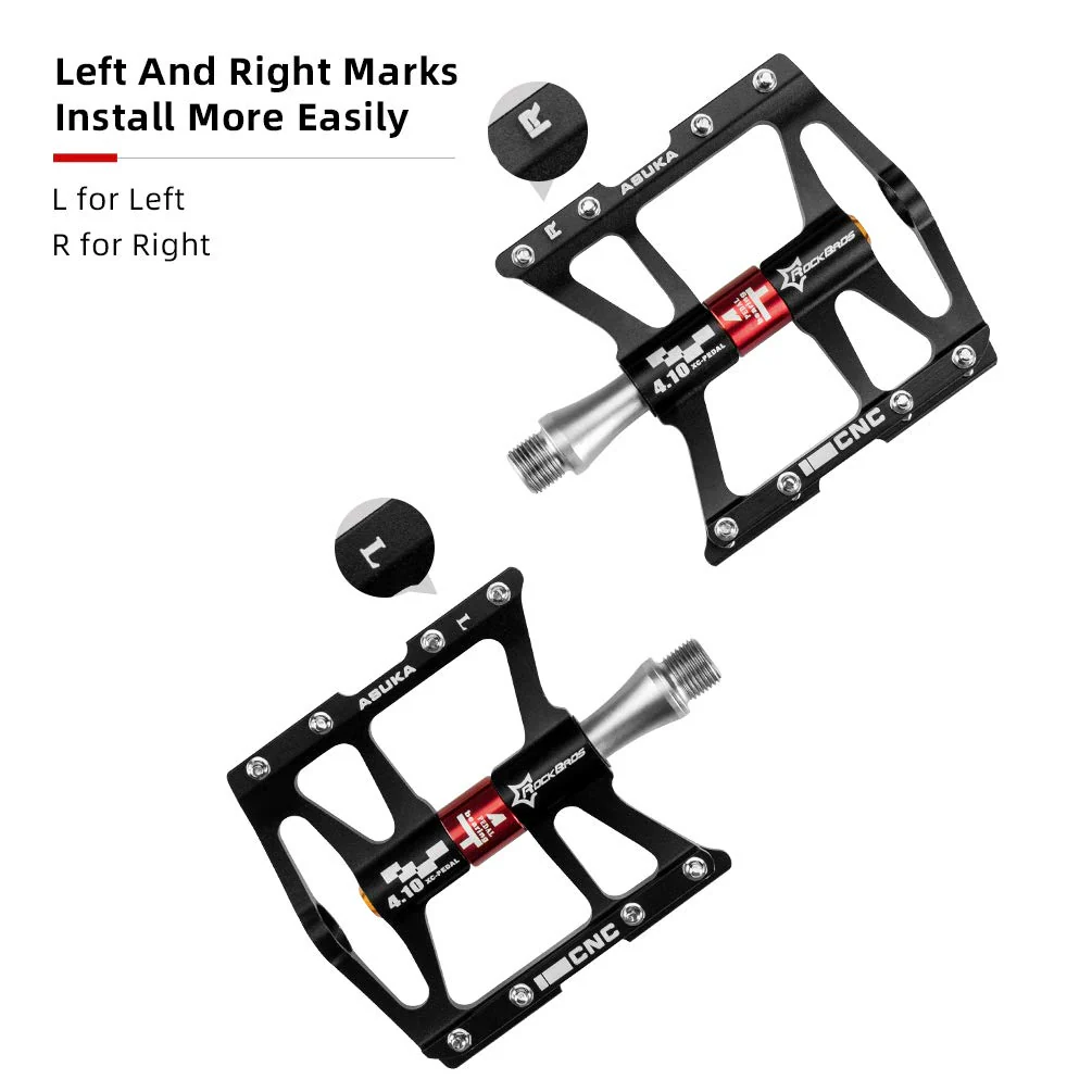 ROCKBROS 4 Bearings Mountain MTB Bike Pedals Platform Flat Aluminum Alloy 9/16" - Image 8